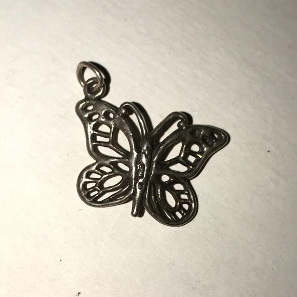 Sterling Silver Open Wing Butterfly Pendant - Picture 2 of 6
